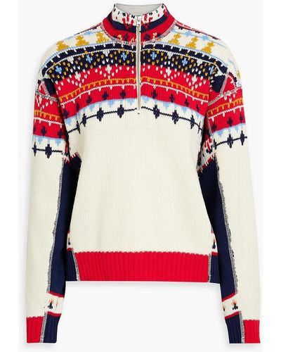 Levi's 60s Patchwork-effect Fair Isle Knitted Half-zip Sweater - Red