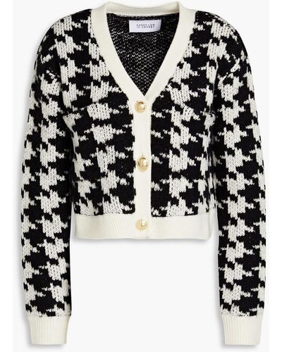 10 Crosby Derek Lam Cropped Jacquard-knit Merino Wool-blend Cardigan - Black