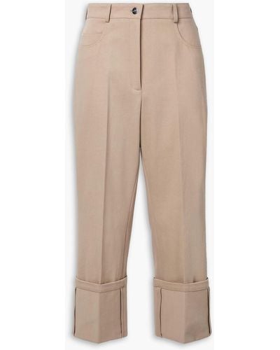 Akris Floyd Cropped Cotton-blend Twill Straight-leg Trousers - Natural