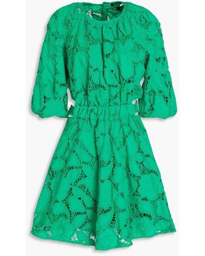 Maje Broderie Anglaise Cotton Mini Dress - Green