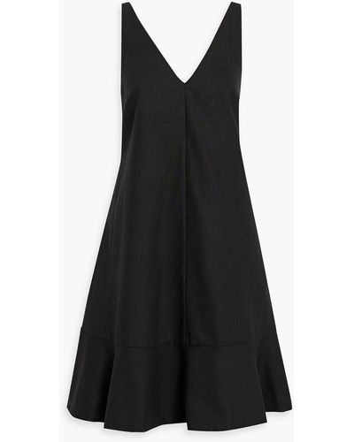 Iris & Ink Darcy Fluted Linen And Cotton-blend Dress - Black
