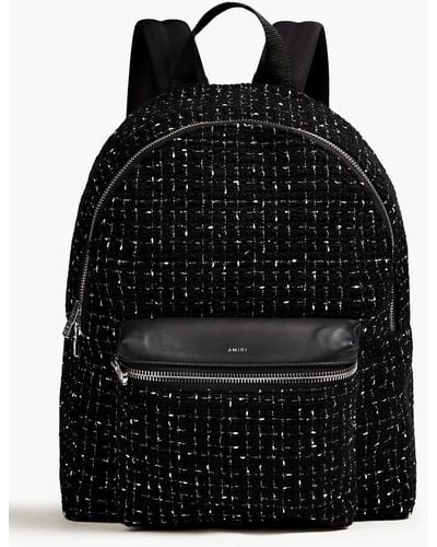Amiri Leather-trimmed Tweed Backpack - Black