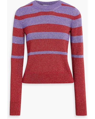 Rabanne Metallic Striped Knitted Jumper - Red