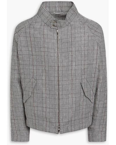 Thom Browne Prince Of Wales Checked Linen Jacket - Grey