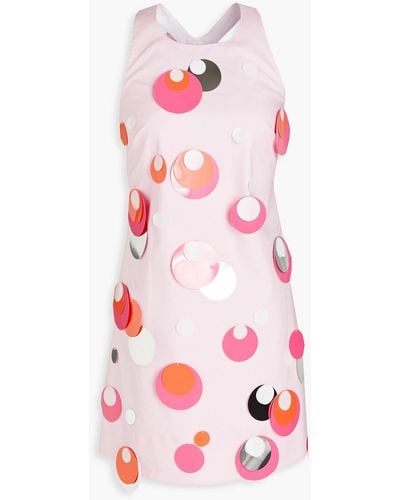 Vivetta Embellished Cotton-blend Poplin Mini Dress - Pink