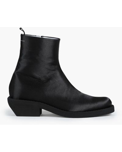 MM6 by Maison Martin Margiela Satin Ankle Boots - Black
