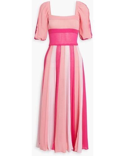 RED Valentino Ruffled Pointelle-knit Cotton Midi Dress - Pink
