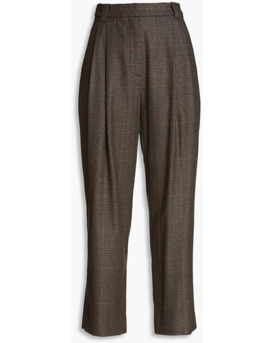 A.L.C. Franklin Pleated Prince Of Wales Checked Tweed Tapered Trousers - Brown