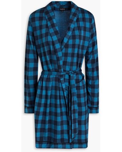 Cosabella Gingham Pima Cotton And Modal-blend Robe - Blue
