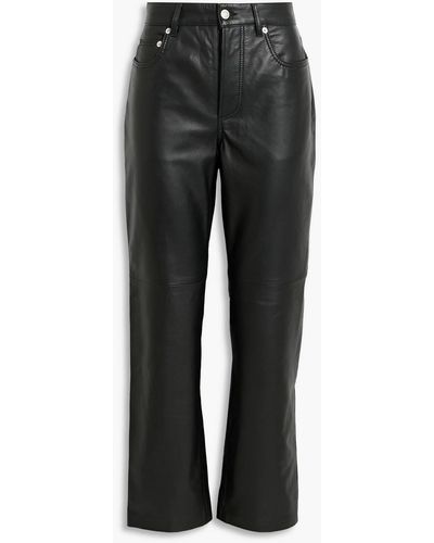 Officine Generale Naomi Leather Straight-leg Pants - Black