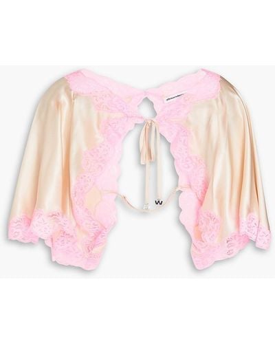 T By Alexander Wang Bolero aus seidensatin mit spitzenbesatz - Pink