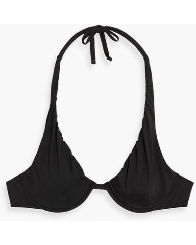 Iris & Ink Alexandra Ruched Underwired Bikini Top - Black