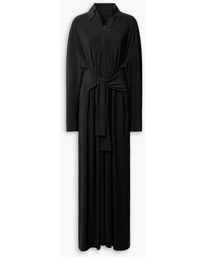 Norma Kamali Tie-front Stretch-jersey Maxi Dress - Black