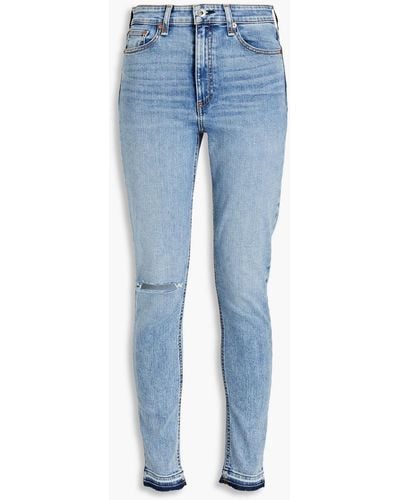 Rag & Bone Nina Distressed High-rise Skinny Jeans - Blue