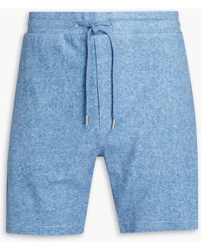 Frescobol Carioca Augusto Cotton, Lyocell And Linen-blend Terry Drawstring Shorts - Blue
