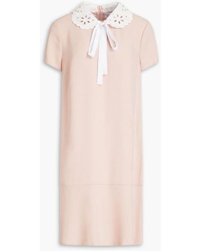 RED Valentino Broderie Anglaise-trimmed Crepe Mini Dress - Pink