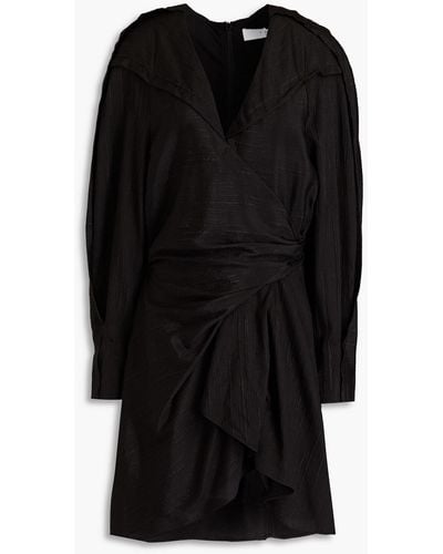 IRO Anokia gerafftes minikleid aus glänzendem jacquard aus einer seidenmischung - Schwarz