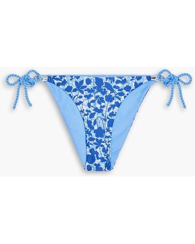 Heidi Klein Tuscany Floral-print Stretch-piqué Low-rise Bikini Briefs - Blue
