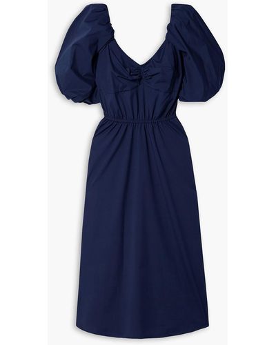 Jason Wu Gathered Cotton-blend Midi Dress - Blue