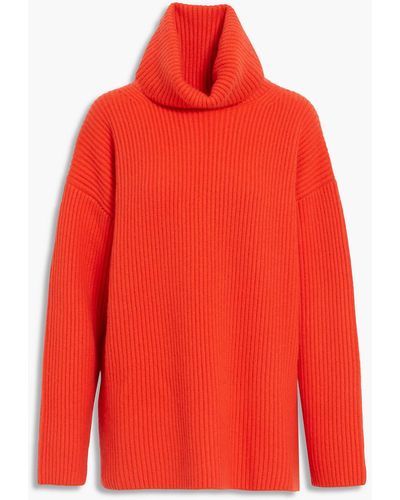 Carolina Herrera Oversized Cashmere Turtleneck Sweater - Red