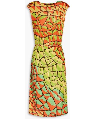 Emilio Pucci Belted Printed Jersey Dress - Yellow
