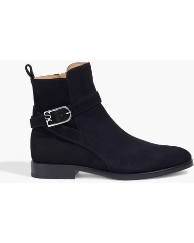 Sergio Rossi Buckled Suede Ankle Boots - Blue