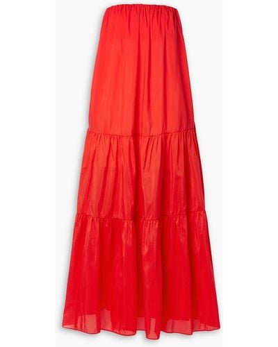 Matteau Strapless Tie Cotton And Silk-blend Poplin Maxi Dress - Red