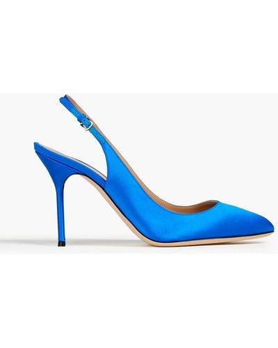 Sergio Rossi Chichi Satin Slingback Court Shoes - Blue