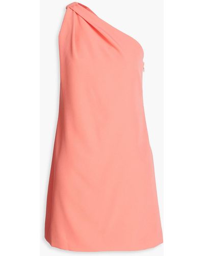 Halston One-shoulder Crepe Mini Dress - Pink