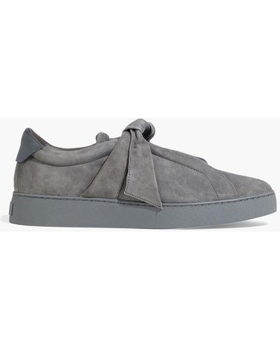 Alexandre Birman Clarita Bow-embellished Suede Sneakers - Gray