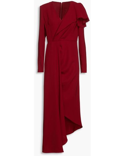 Elie Saab Draped Cady Dress - Red
