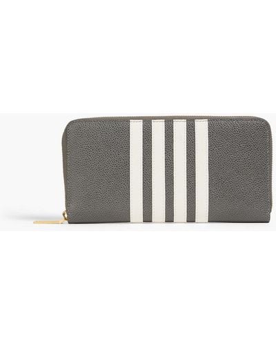 Thom Browne Striped Pebbled-leather Wallet - Grey