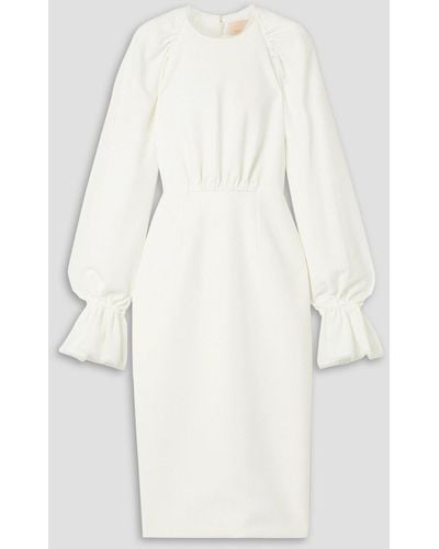 ROKSANDA Vaniria Tulle-trimmed Gathered Crepe Midi Dress - White