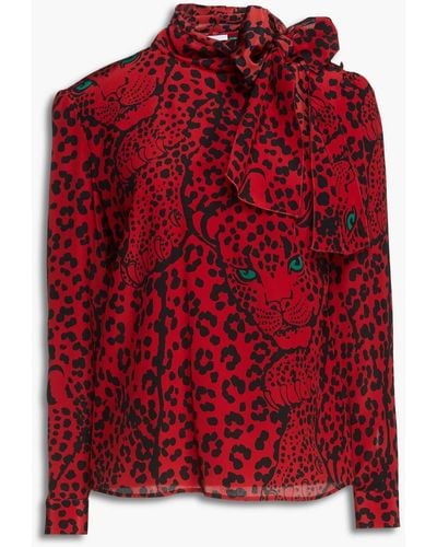 RED Valentino Pussy-bow Printed Silk Crepe De Chine Blouse - Red