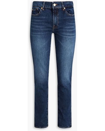 7 For All Mankind Roxanne halbhohe jeans mit schmalem bein in ausgewaschener optik - Blau