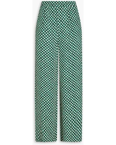 Diane von Furstenberg Montreal Printed Crepe Wide-leg Trousers - Green