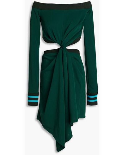 JW Anderson Off-the-shoulder Cutout Jersey Dress - Green