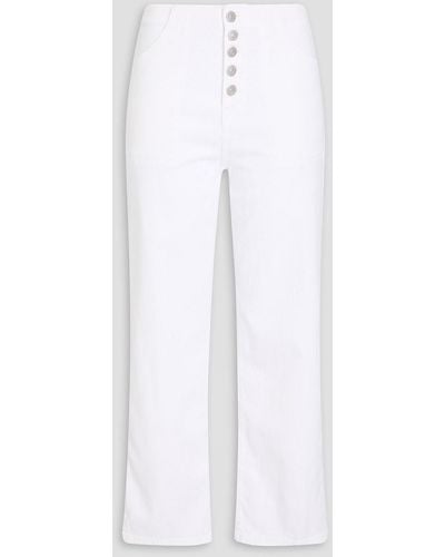 Veronica Beard Crosbie Cropped High-rise Wide-leg Jeans - White