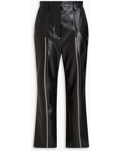 Nanushka Lucee Embroidered Vegan Leather Straight-leg Trousers - Black