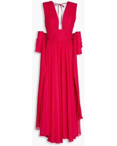 Maria Lucia Hohan Ira Pintucked Georgette Gown - Red