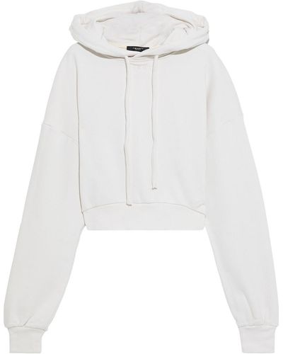 Twenty Cropped Embroidered French Cotton-blend Terry Hoodie - White