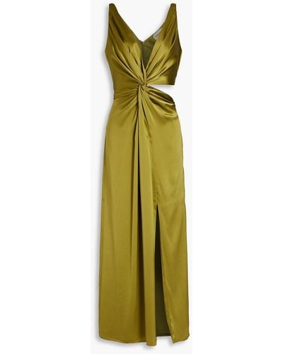Nicholas Josephine Twist-front Cutout Silk-satin Crepe Midi Dress - Green