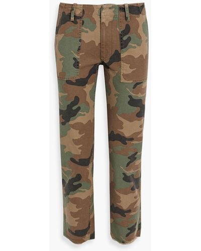 Nili Lotan Jenna Cropped Camouflage Cotton-blend Twill Straight-leg Trousers - Green