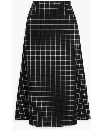 Marni Checked Wool Midi Skirt - Black