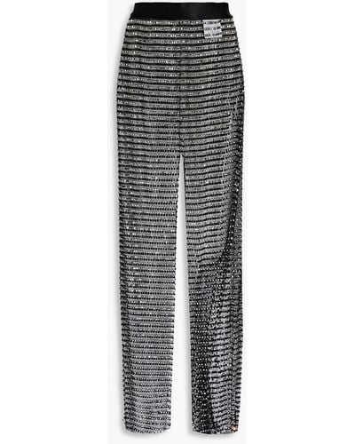 ROTATE BIRGER CHRISTENSEN Rotiiine Crystal-embellished Tulle Wide-leg Trousers - Grey