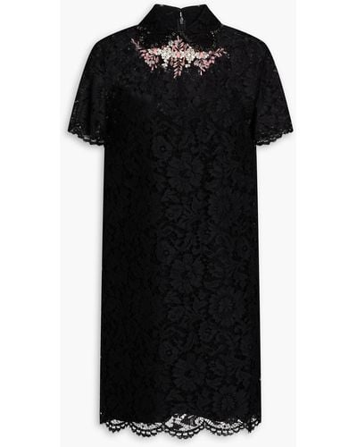 Valentino Garavani Embellished Corded Lace Mini Dress - Black