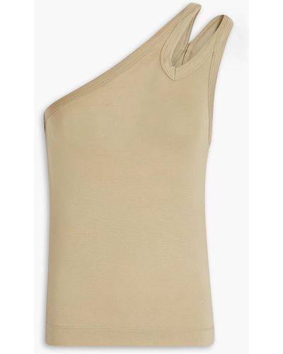 NINETY PERCENT Luca One-shoulder Cutout Stretch- Jersey Top - Natural
