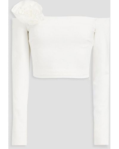 Nicholas Elaina Off-the-shoulder Cropped Jersey Top - White