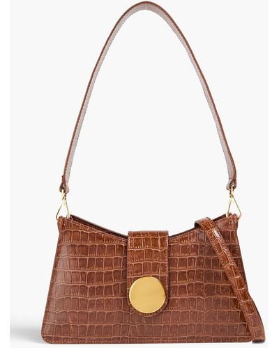 Elleme Baguette Croc-effect Leather Shoulder Bag - Brown