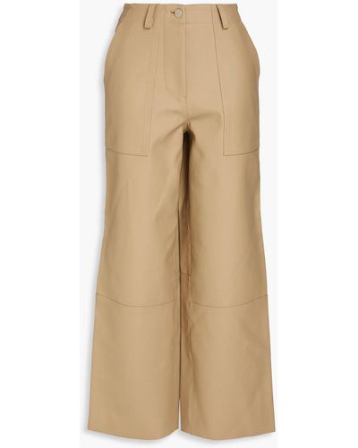 DEADWOOD Presley Cropped Faux Leather Wide-leg Trousers - Natural